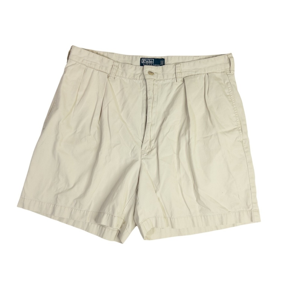 Polo Ralph Lauren Shorts Mens Tag 35 Beige 5" Pleated Preppy Golf Beige